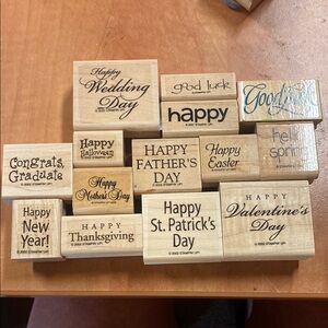 Stampin' Up! Wooden Stamp Set - Natural Wood holidays cards words
